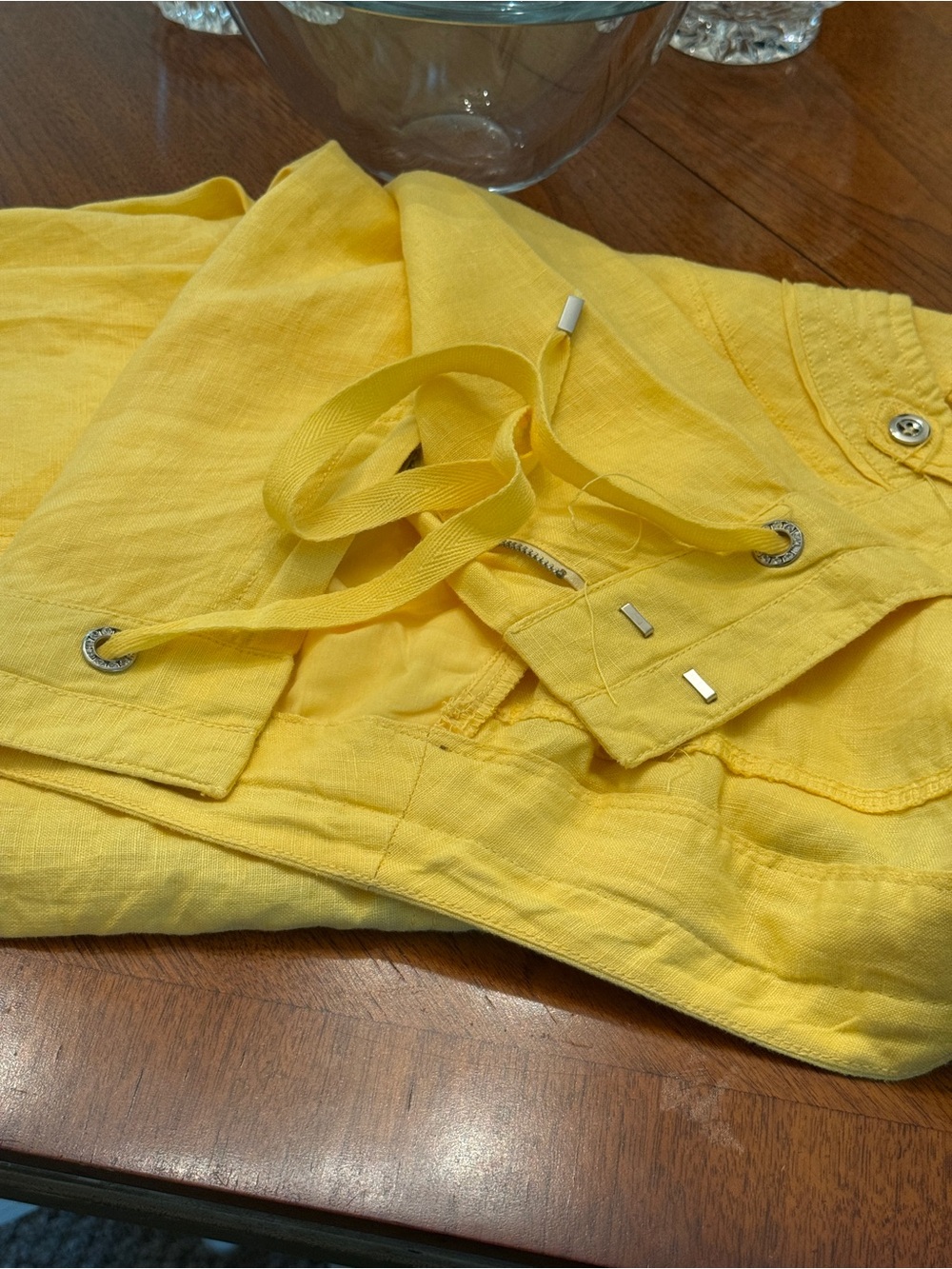Women’s Yellow Cargo Linen Pants - Picture 7 of 9